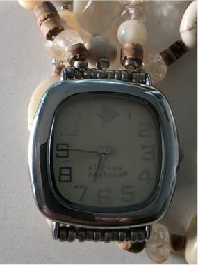 Women's Silpada Watch One Size Silver Beige Beaded Bracelet